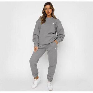 Alo Yoga 'Accolade' Grey Cotton Hoodie Size S Hoodie and pants {A set}